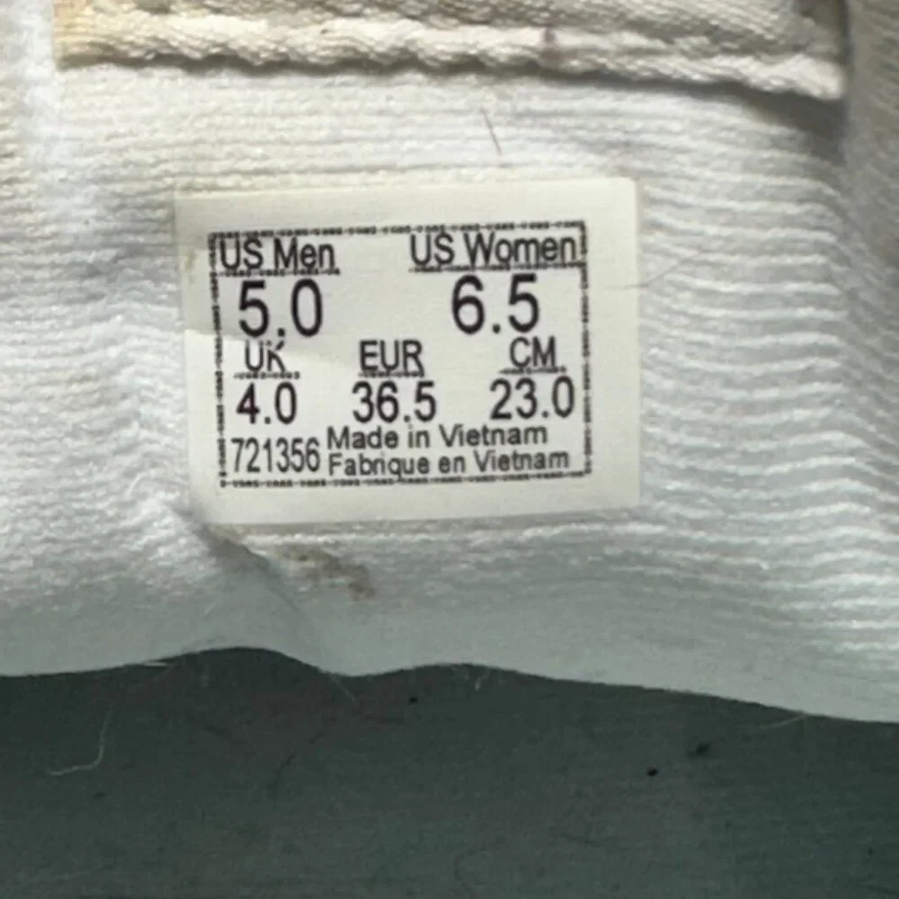 Vans Womens 6.5 Mens 5 White Leather Sneakers With Multicolor Accents Lace-Up - Picture 14 of 14